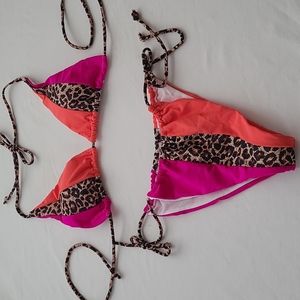 Leopard pink & orange bikini NWOT